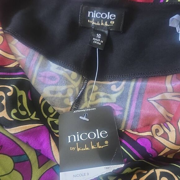 Nicole Miller Woman's Shift Dress, Geometric Art Nouveau, Multicolor Sz 16 NWT - Picture 5 of 6